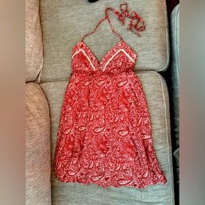 Red & White Floral Print Sundress
